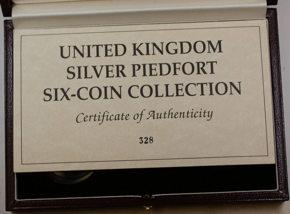 United Kingdom SILVER Proof Piedfort Collection, 6 Gem UK Coins, W/ Cases & COA