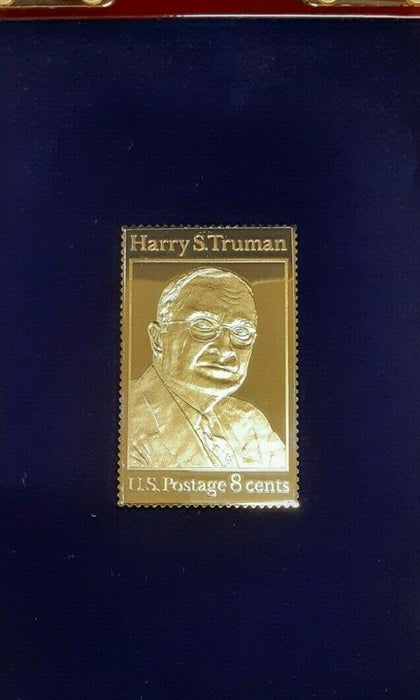 USPS Presidents Collection .999 Fine Silver Gold Plated Stamp/Case  Harry Truman