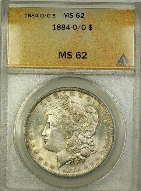 1884-O/O Over Mint Mark Morgan Silver Dollar $1 Coin ANACS MS-62 (1)