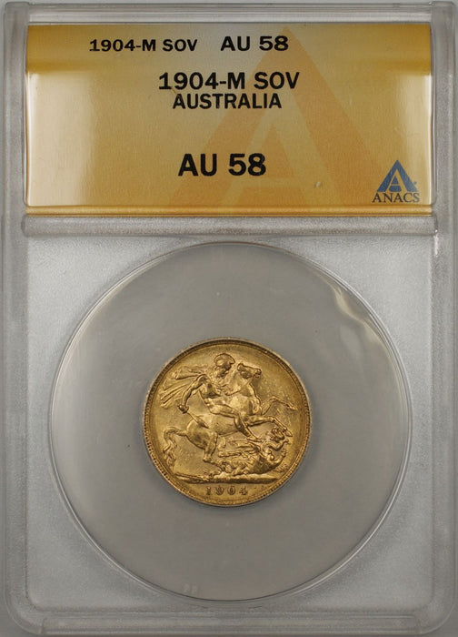 1904-M Australia Sovereign Gold Coin ANACS AU-58 (B AMT)