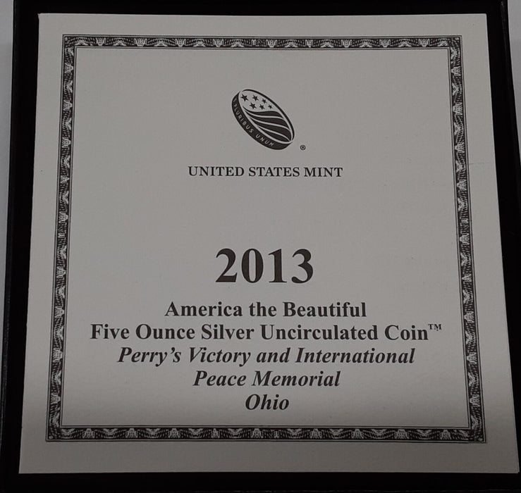 2013-P Perry's Victory & Int'l Peace Mem. ATB 5 Ounce Silver BU in OGP w/COA