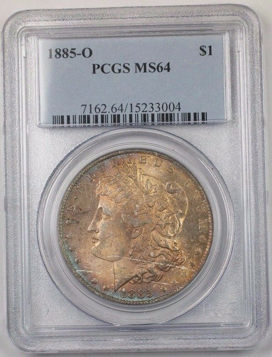 1885-O US Morgan Silver Dollar Coin $1 PCGS MS-64 Toned BR5 R