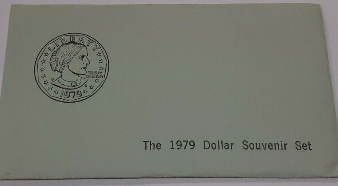 1979 Susan B. Anthony Dollar $1 Coin Souvenir Set - 3 Coins P,D,S in OGP