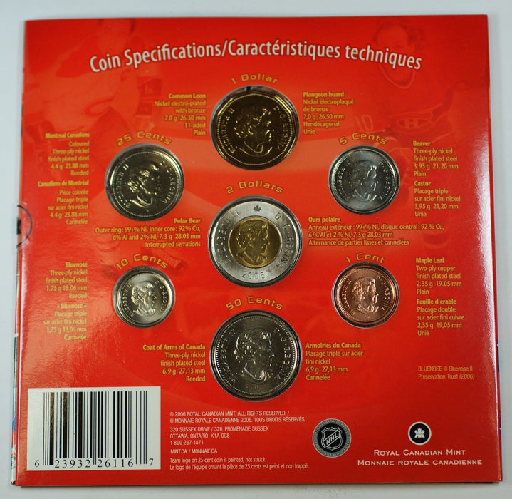2005-06 Canada Hockey Montreal Canadiens Uncirculated 7 Coin Gift Set