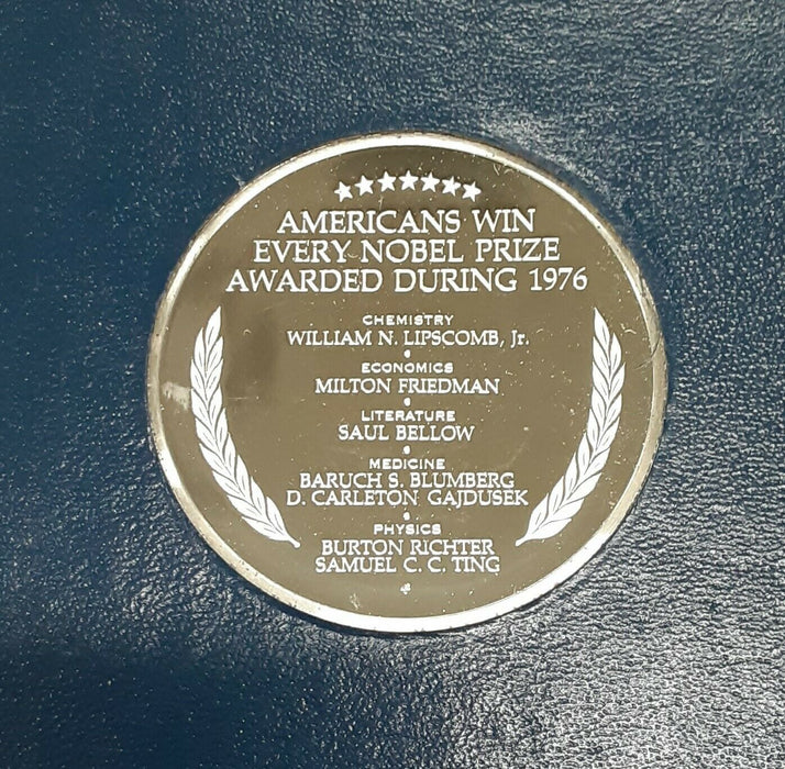 1976 Franklin Mint Nobel Prize 1000 Grain Sterling Silver Round in Case