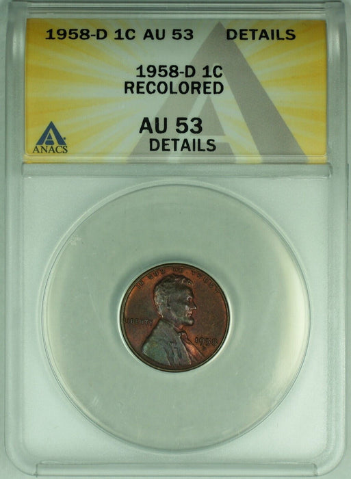 1958-D Lincoln Wheat Cent 1C Coin ANACS AU 53 Details (24)