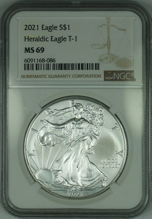 2021 ASE $1 Silver Eagle Type-1 Heraldic Eagle NGC MS 69
