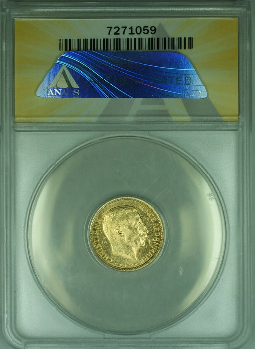 1913 Denmark 10 Kroner Gold Coin ANACS MS-61