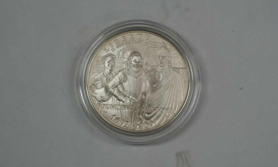 2007 P Jamestown 400th Anniversary Commemorative Silver Dollar Coin In Box UNC