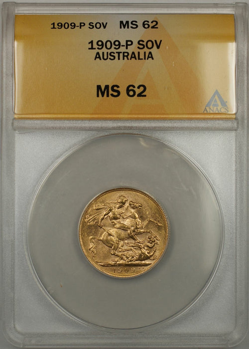 1909-P Australia Sovereign Gold Coin ANACS MS-62 (C AMT)