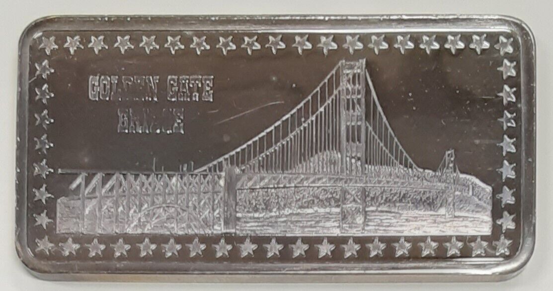 Hamilton Mint  .999 Fine 1 Troy Oz Silver Bar - Golden Gate Bridge  SB 46