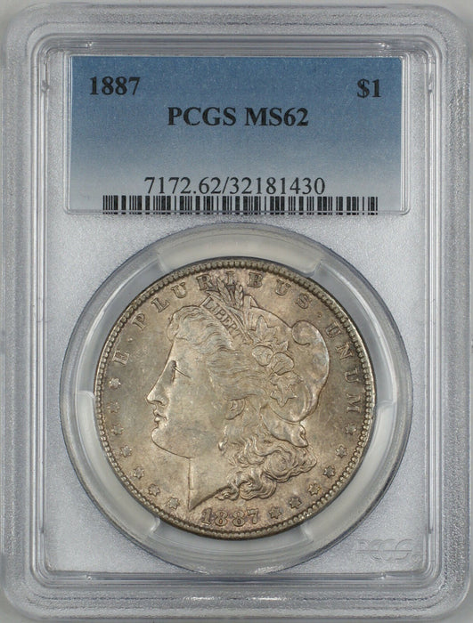 1887 Morgan Silver Dollar $1 Coin PCGS MS-62 Toned (3L)