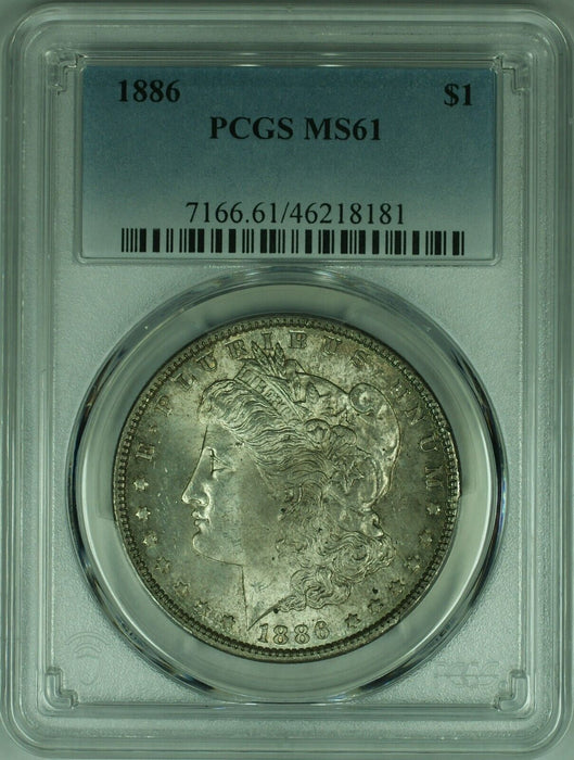 1886 Morgan Silver Dollar Coin PCGS MS-61 W/Toning - Better Coin  (47E)