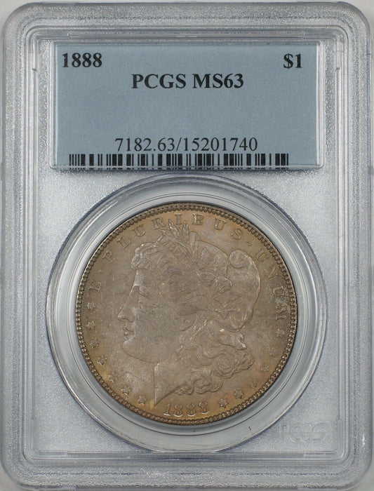 1888 Morgan Silver Dollar $1 Coin PCGS MS-63 Toned (BR-21 J)