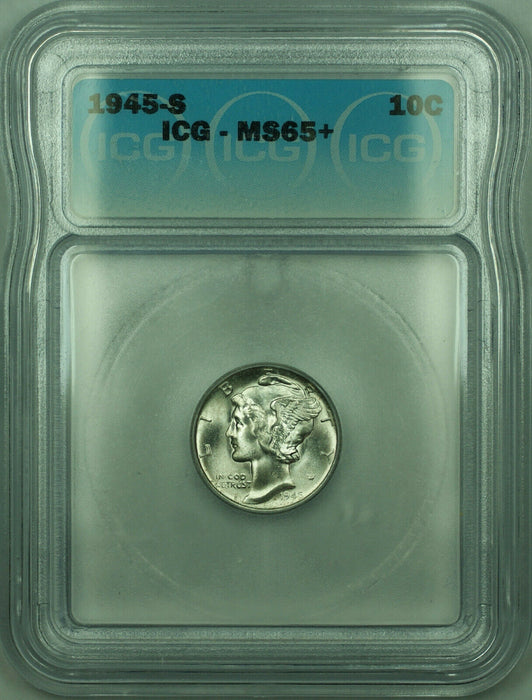 1945-S Mercury Silver Dime 10c Coin ICG MS-65+ (B)