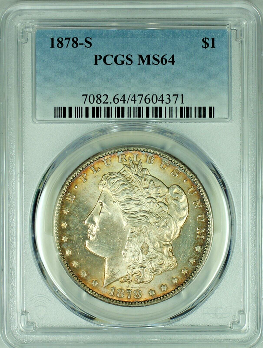 1878-S Morgan Silver Dollar Toned PCGS MS 64 A 47