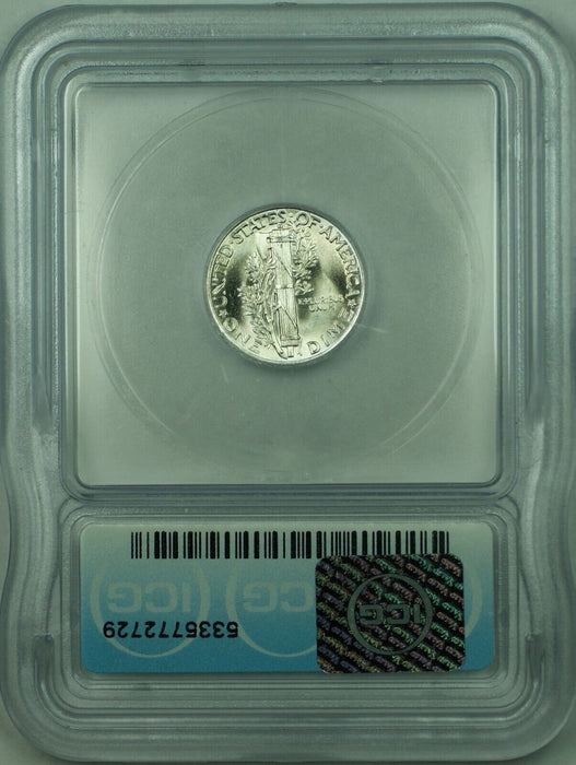 1937 Mercury Silver Dime 10c Coin ICG MS-66 (Looks Full Split Bands) (53F)