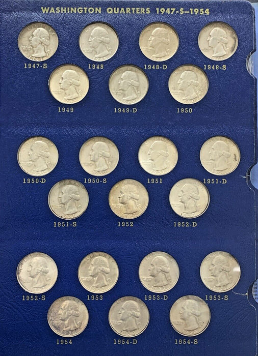 1932-1964 Washington Silver Quarter Complete Set-Whitman Deluxe Coin Album (O)