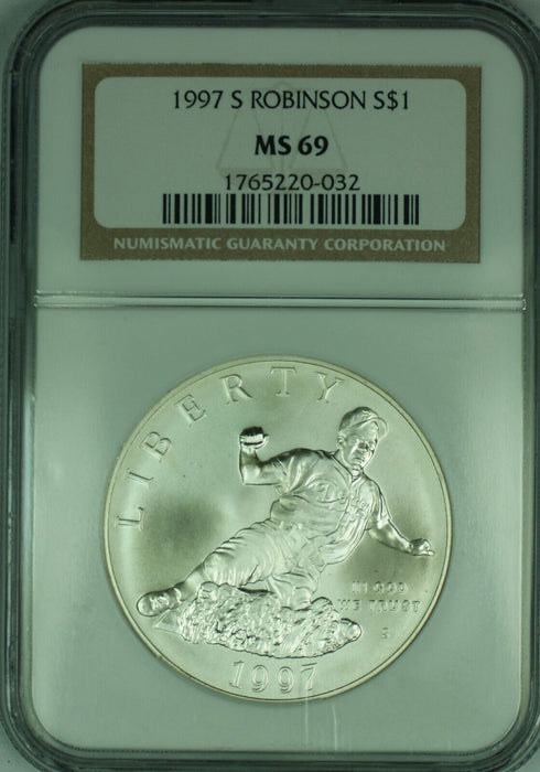 1997 Jackie Robinson Commemorative Silver $1 Dollar NGC MS 69 (49)
