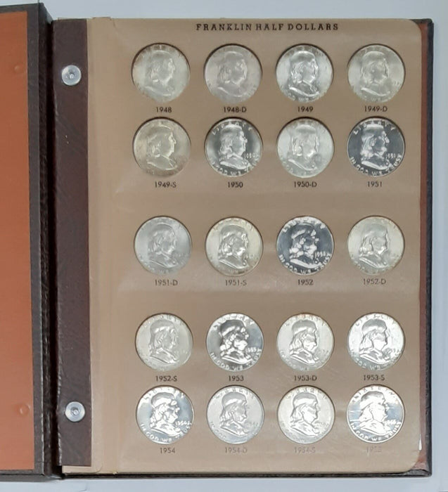 Complete Franklin Silver Half Dollar Set in W/Proofs in Dansco Album