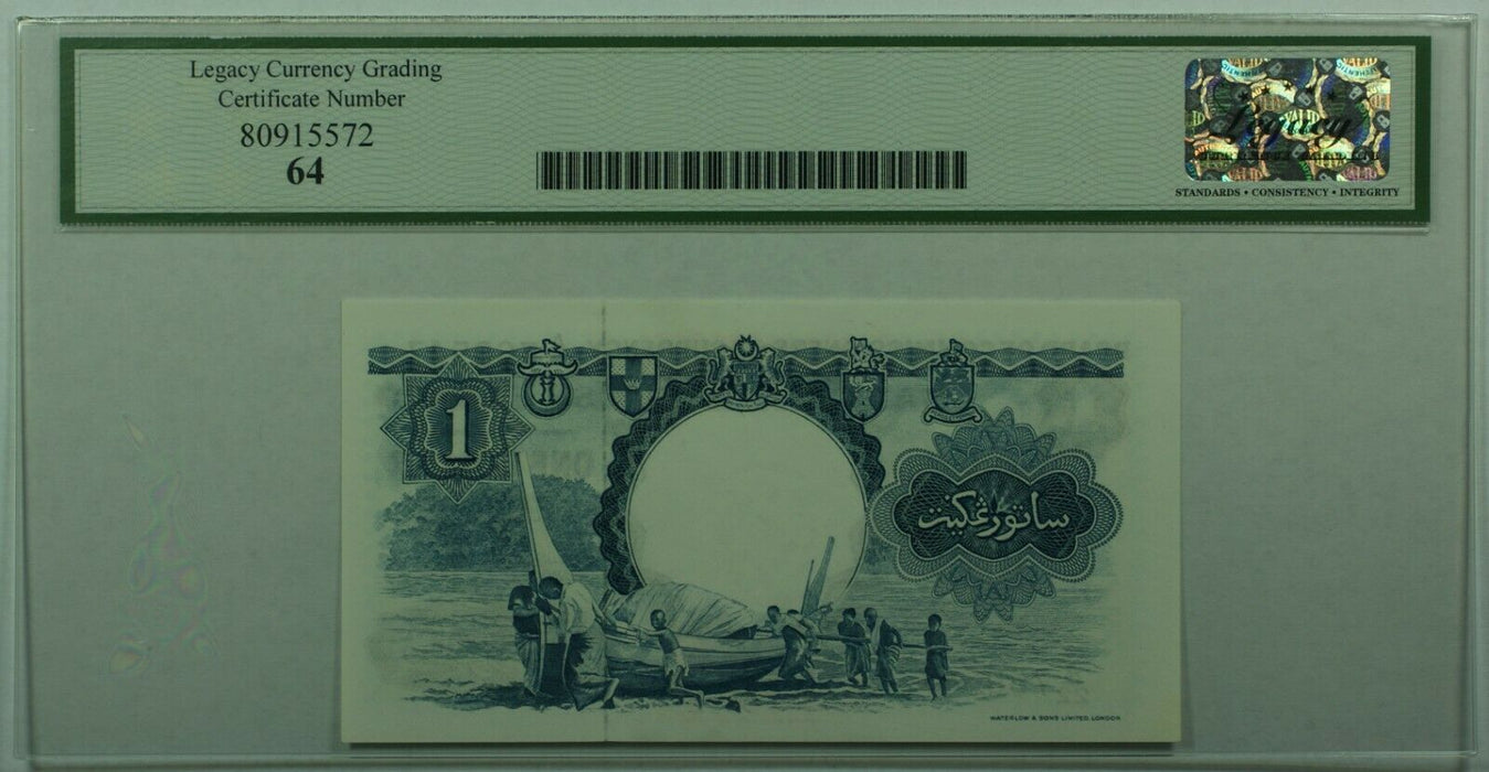 1.3.1959 Malaya & British Borneo $1 Dollar Note SCWPM# 8a Legacy Very Ch New 64