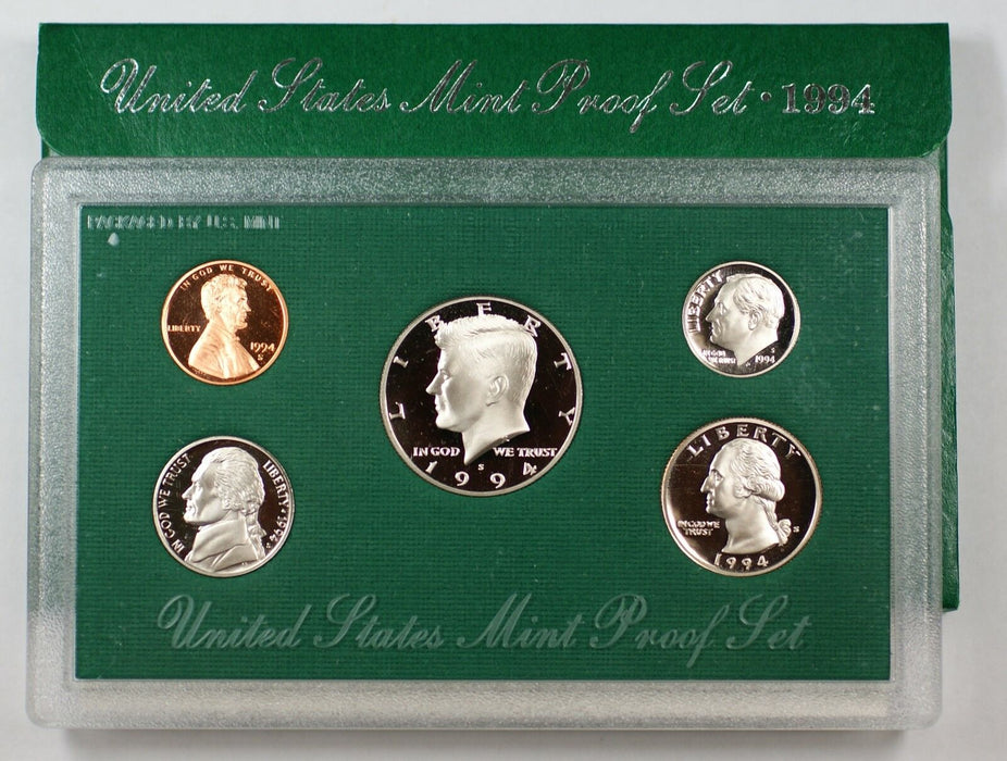 1994-S US Mint Proof Set 5 Gem Coins w/ Box & COA