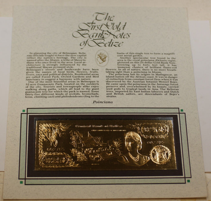 $25 Poinciana-The First Gold Bank Notes of Belize w/ Presentation Card