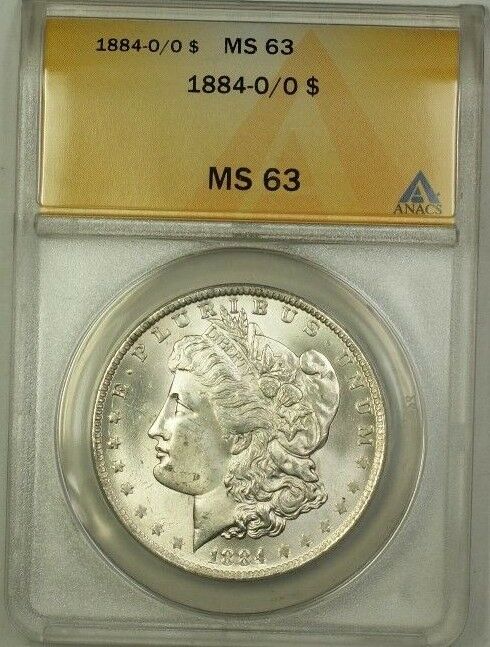 1884-O/O Over Mint Mark Morgan Silver Dollar $1 Coin ANACS MS-63 (1b)