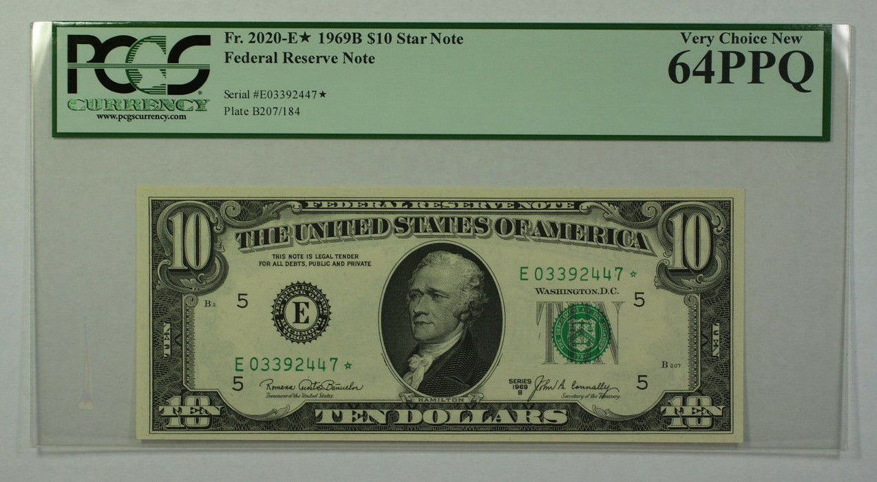 1969B $10 Bill *STAR* Federal Reserve Note FRN PCGS 64PPQ Fr. 2020-E (D)