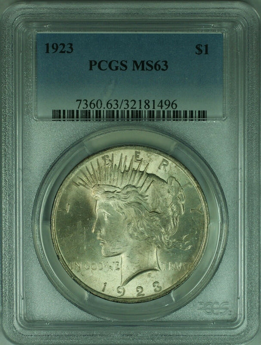 1923 Peace Silver Dollar S$1 PCGS MS63 (24f)