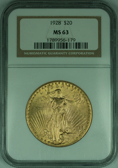 1928 Gaudens $20 Double Eagle Gold Coin NGC MS-63 (B)
