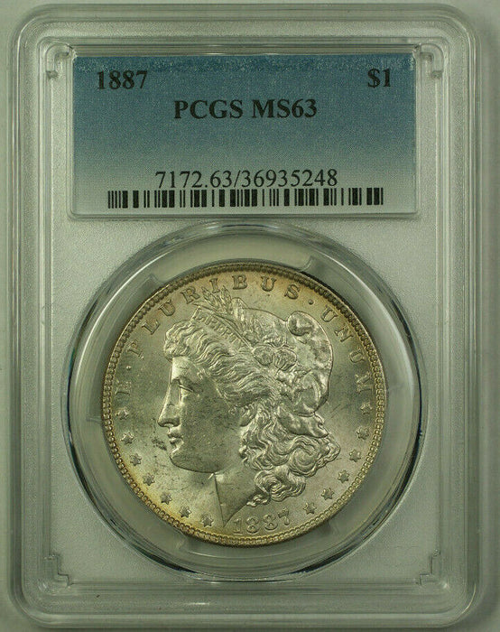 1887 Morgan Silver Dollar $1 Coin PCGS MS-63 Toned Reverse (20) (U)
