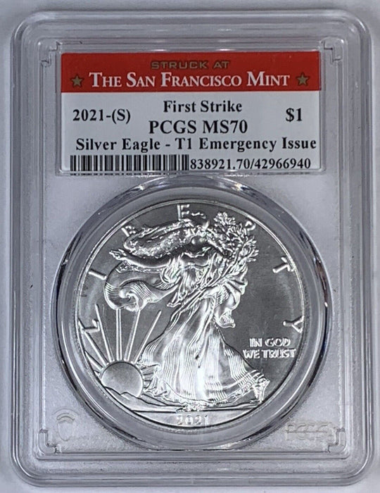2021-S American Silver Eagle PCGS MS 70 First Strike-Struck At San Francisco