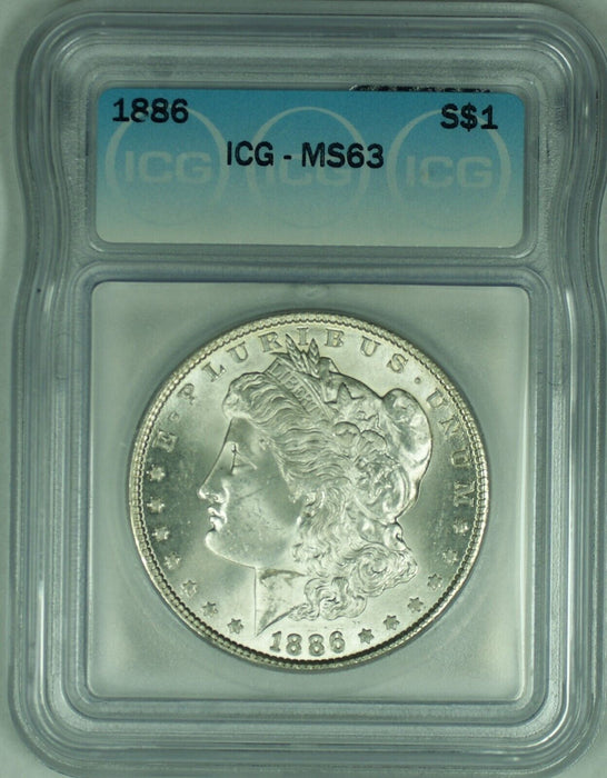 1886 Morgan Silver Dollar $1 Coin ICG MS 63 (23) B