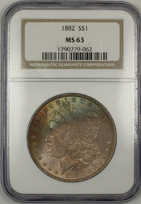 1882 Morgan Silver Dollar $1 Coin NGC MS-63 Nicely Toned (Tb)