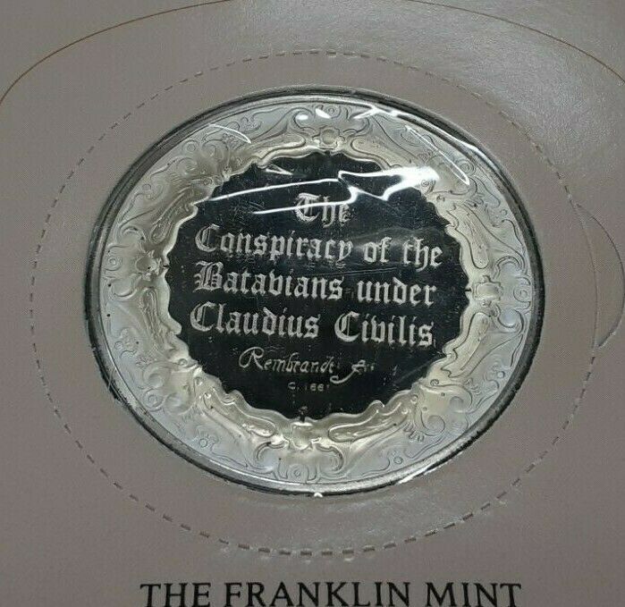 Franklin Mint Genius/Rembrandt PR .925 Silver Medal-Conspiracy Batavians in Card