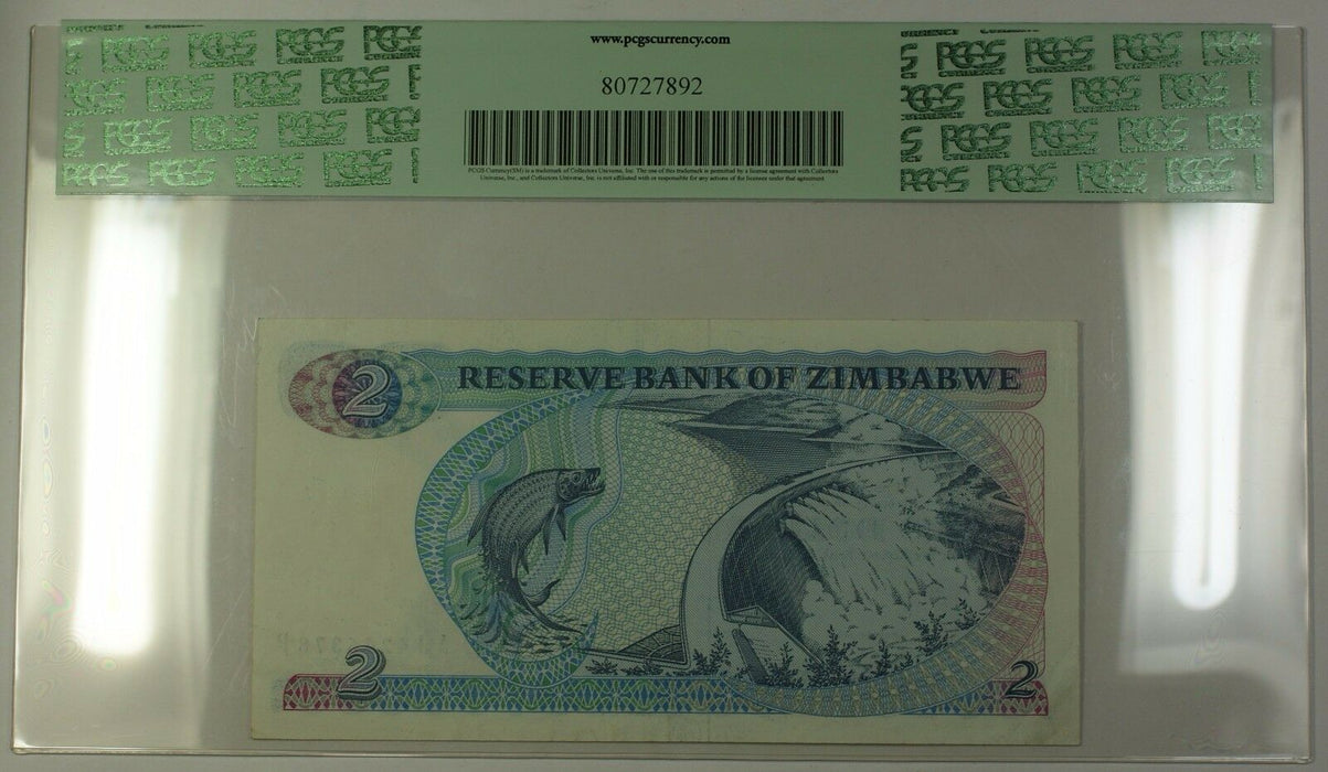 1983 Zimbabwe Reserve Bank $2 Dollars Note SCWPM# 1b PCGS About New 53 PPQ
