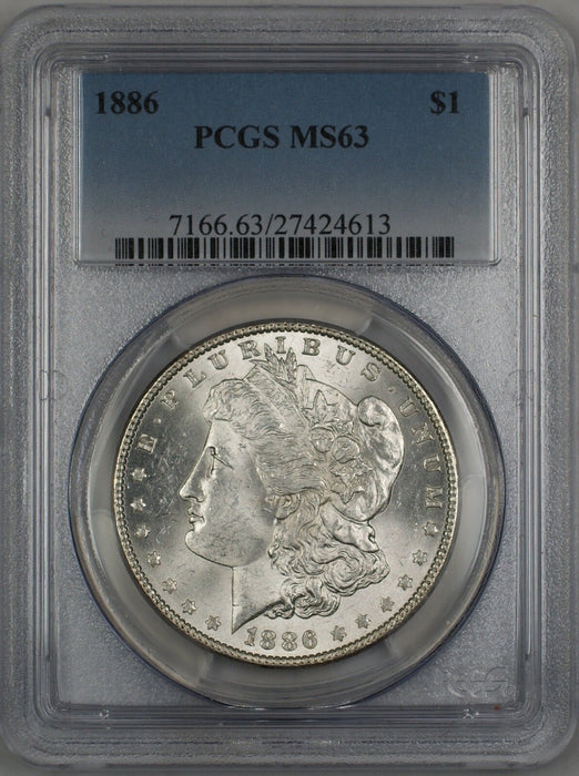 1886 Morgan Silver Dollar $1 PCGS MS-63 (Better Coin) (3F)