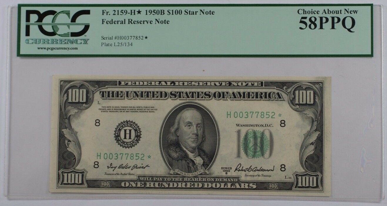 1950B $100 Federal Reserve *Star* Note Fr. 2159-H PCGS Choice About New 58 PPQ