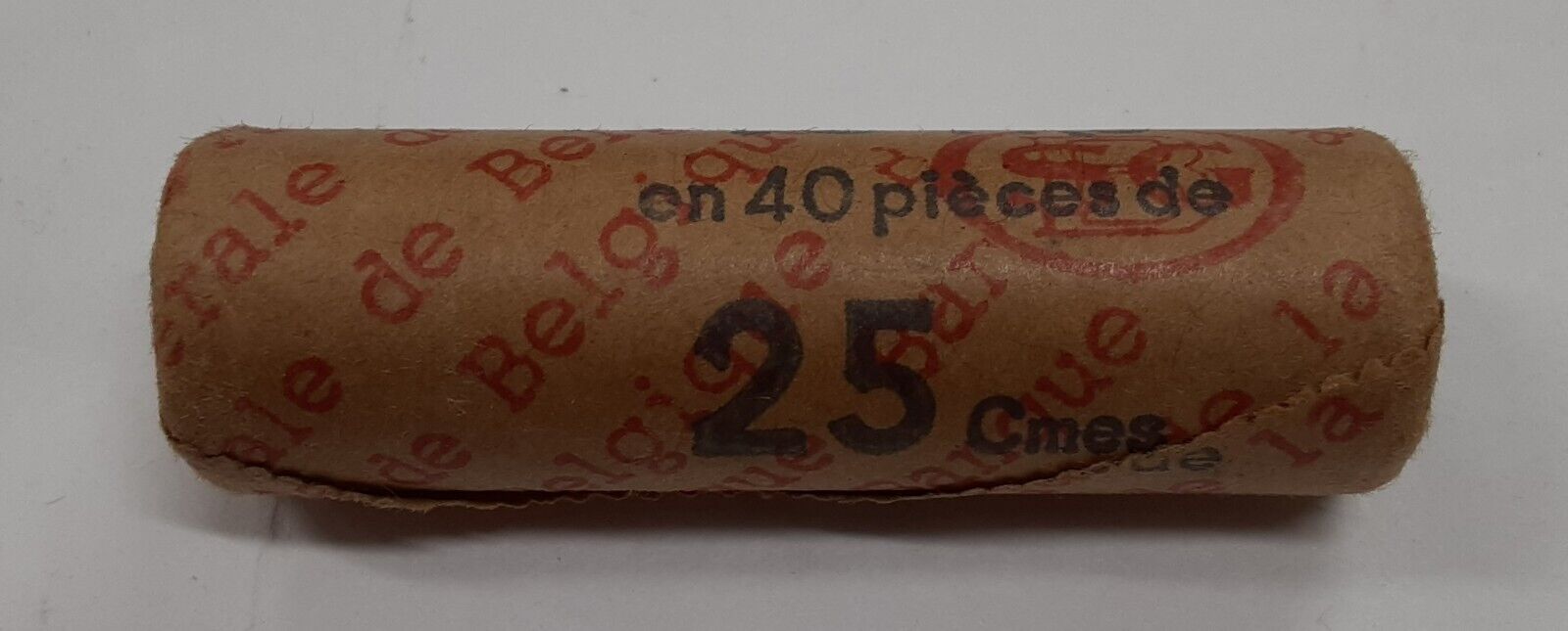 1965 Belgium Roll of 40 BU 25 Centimes Coins W/Dutch Legends in Original Wrapper
