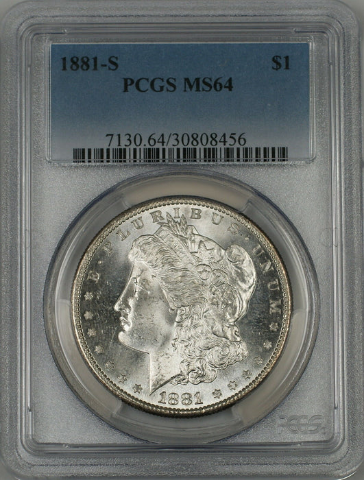 1881-S Morgan Silver Dollar $1 PCGS MS-64 Toned Rim (Better Coin) (2G)