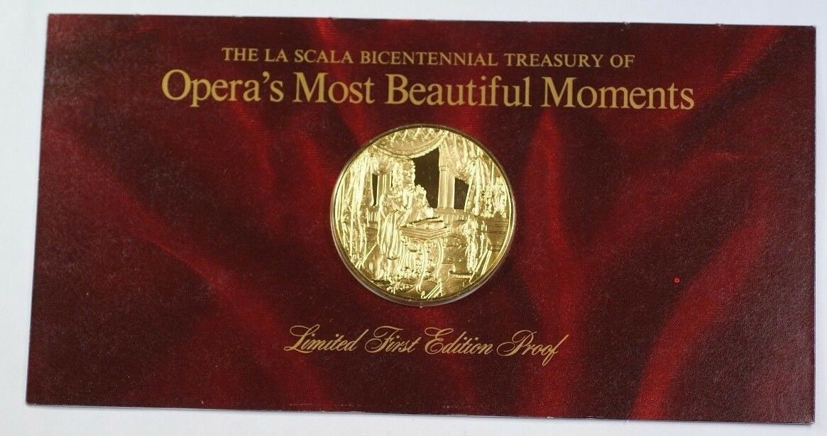 La Scala Opera's Most Beautiful Moments Gold-Plated Silver Medal Otello W/ Info