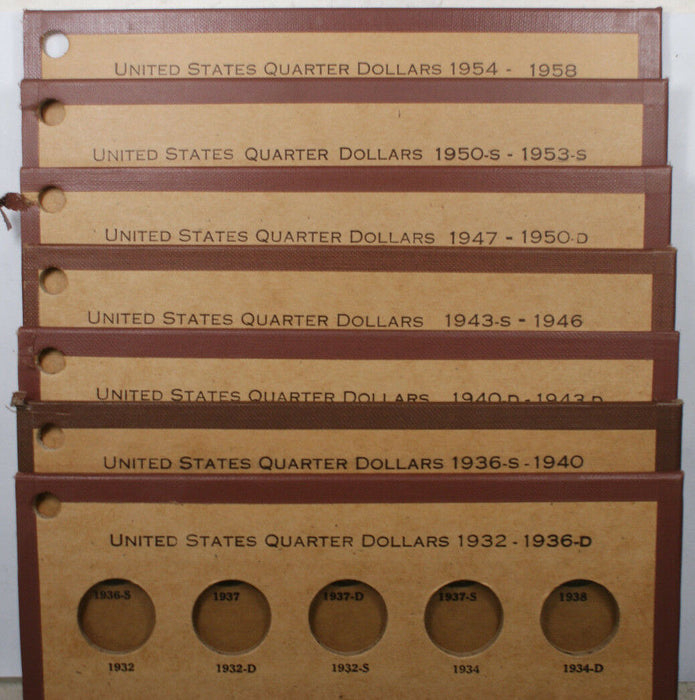 Empty Vintage National Coin Album Pages Quarter Dollars 1932-1958 Set