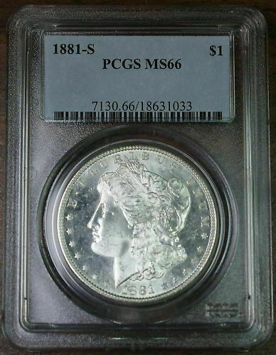 1881-S Silver Morgan Dollar Coin, PCGS MS-66, *SPL*