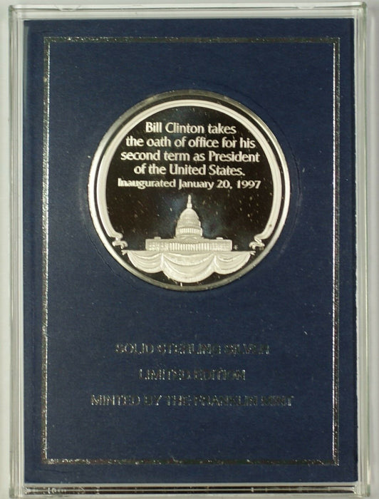 1997 Proof Franklin Mint Clinton Presidential Inaugural Sterling Silver Medal