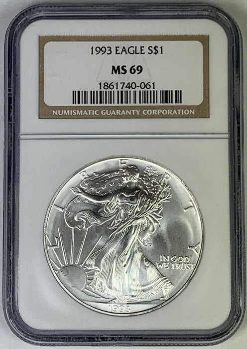 1993 ASE American Silver Eagle NGC MS 69 (Z)