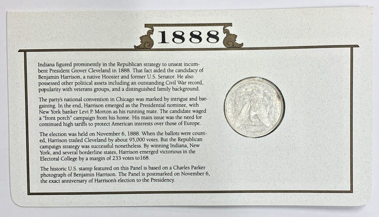 1888-O Morgan Silver Dollar $1 Coin Collection-Commemorative Stamp Card
