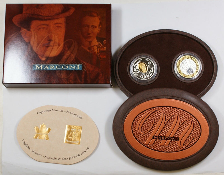 2001 Canada/Britain Guglielmo Marconi Two Coin Set- Telegraph 100th Anniversary