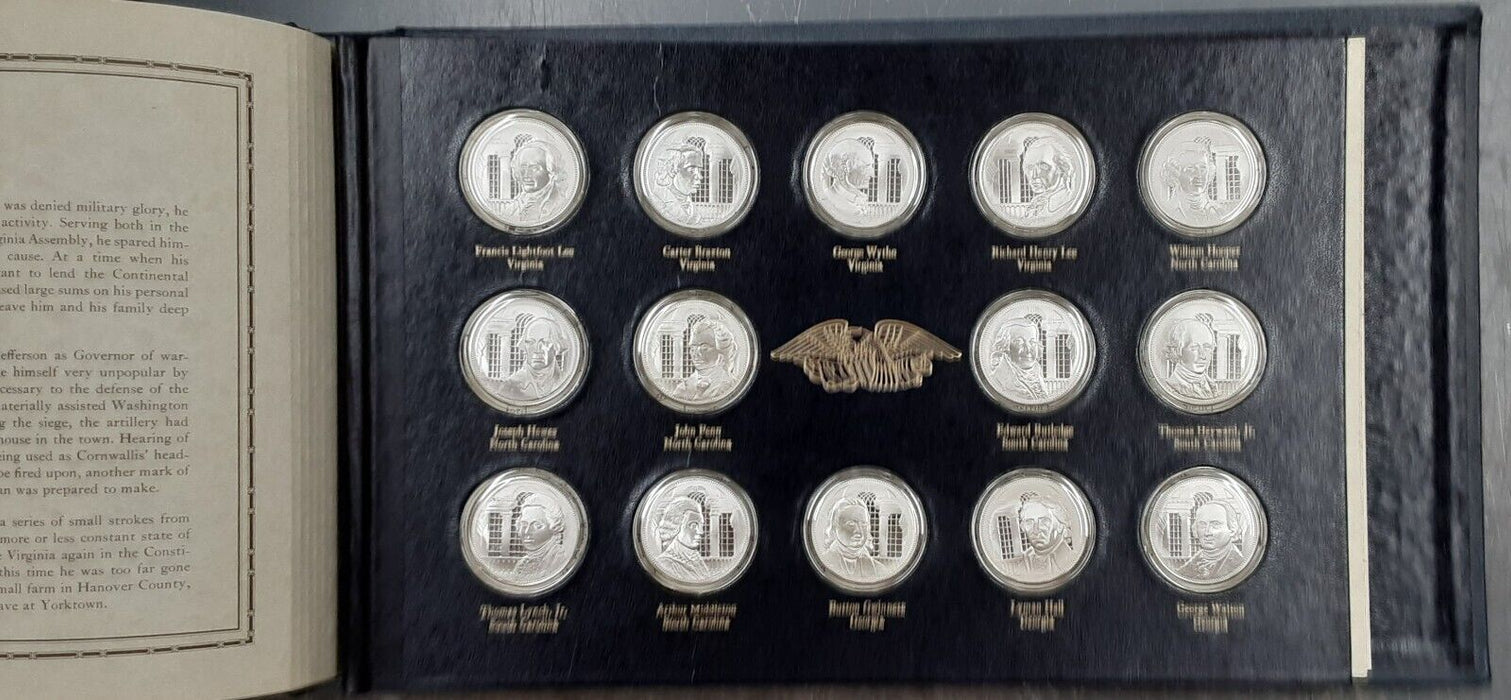 Franklin Mint .925 Silver Medal Signers of the Declaration 56 Pc Complete Set