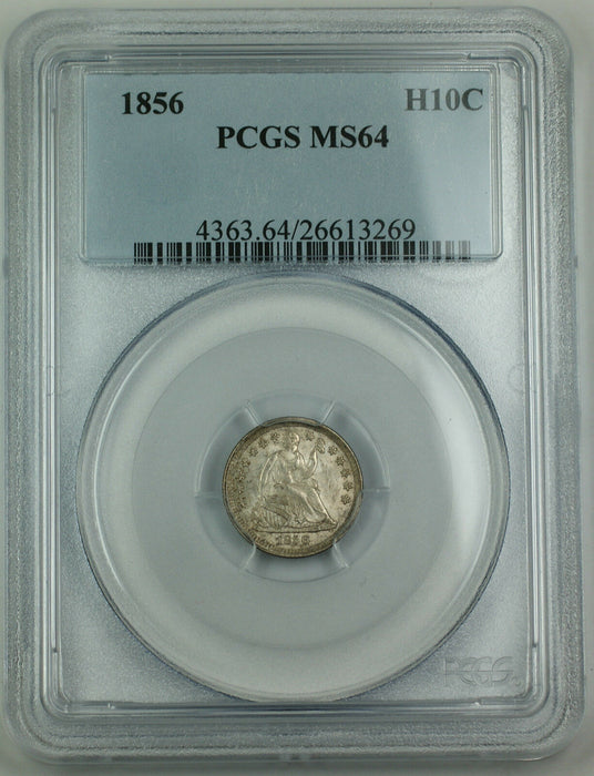 1856 Seated Liberty Silver Half Dime, PCGS MS-64 Lightly Toned AKR